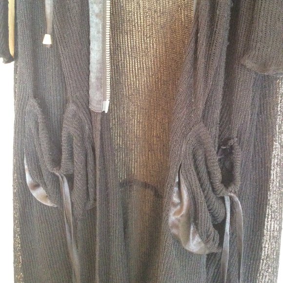 Tricotto loose knit long cardigan with hood & half zipper | Size XL * - Picture 9 of 16